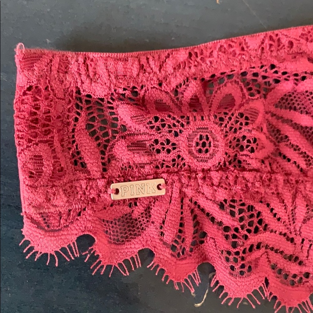Maroon PINK lace bralette lightly lined - Picture 3 of 5